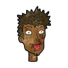 cartoon man sticking out tongue N18