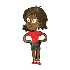 cartoon woman with hands on hips N129