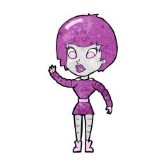 cartoon robot woman waving N13