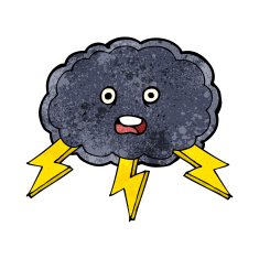 cartoon cloud and lightning bolt symbol N7