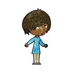 cartoon woman shrugging shoulders N292