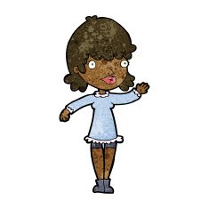 Cartoon Woman Waving N199