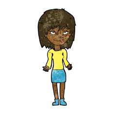 cartoon woman shrugging shoulders N293