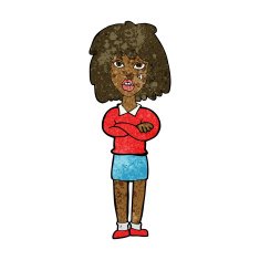 cartoon tough woman with folded arms N7