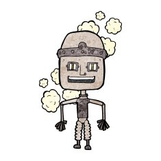 funny cartoon old robot N3