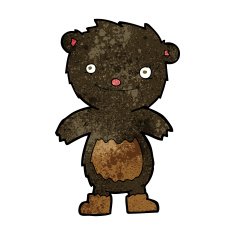 cartoon teddy black bear wearing boots N3