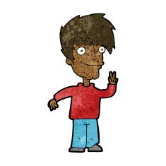 Cartoon Man Giving Peace Sign N35