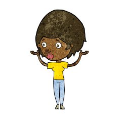 cartoon woman raising hands in air N10
