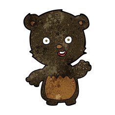 cartoon waving black bear cub N18