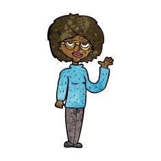 Cartoon Woman Waving N200