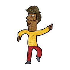 cartoon worried man pointing N17