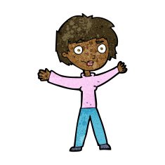 cartoon woman waving arms N13