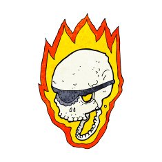 cartoon flaming pirate skull N8