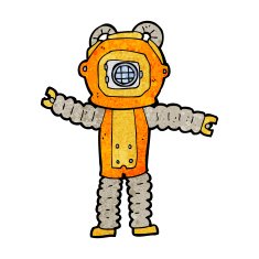 cartoon deep sea diver N19