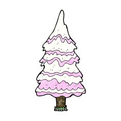 cartoon pink snowy tree N3