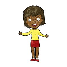 cartoon excited woman N86
