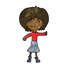 cartoon happy girl giving thumbs up symbol N7