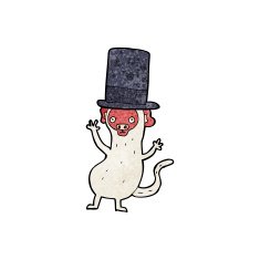 cartoon monkey in top hat N13