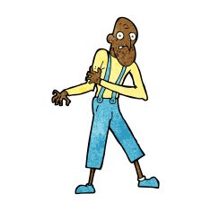 cartoon old man having heart attack N4
