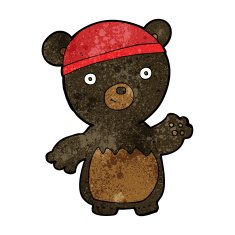 cartoon black bear wearing hat N3