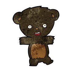 cartoon teddy black bear cub N5