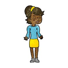 cartoon woman shrugging shoulders N297
