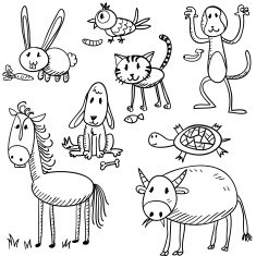 Cartoon Animal Characters In Black And White Free Image Download