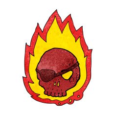 cartoon burning skull N9
