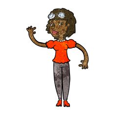 cartoon pilot woman waving N6