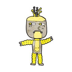 cartoon waving robot N13