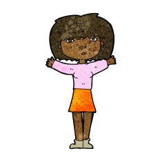 cartoon woman raising arms in air N5