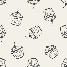 doodle cake seamless pattern background N41