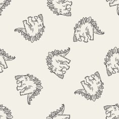 Stegosaurus dinosaur doodle seamless pattern background