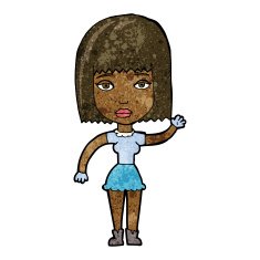 cartoon waving woman N83