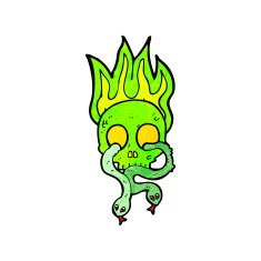 cartoon skull with snakes N7