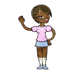 cartoon waving woman N84
