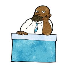 cartoon bored man at desk N6