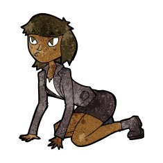 cartoon woman on hands and knees N6
