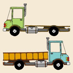 Doodle trucks Vector illustration