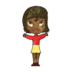 cartoon woman with open arms N61