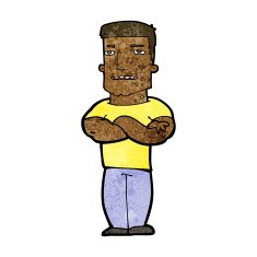 cartoon tough guy with folded arms N7