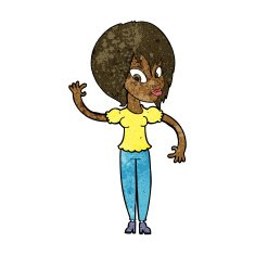 Cartoon Woman Waving N209