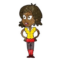 cartoon woman with hands on hips N133