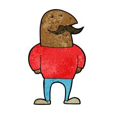 cartoon bald man with mustache N12
