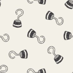 pirate hook doodle seamless pattern background N2
