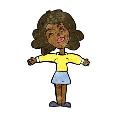 cartoon woman with open arms N62