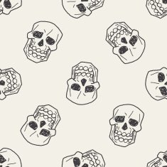 skull doodle seamless pattern background N10