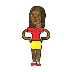 cartoon woman with hands on hips N135