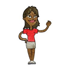 Cartoon Woman Waving N211