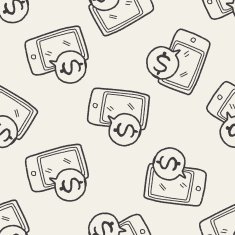 doodle mobile finance seamless pattern background